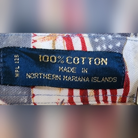 SMALL men Chaps RALPH LAUREN American Flag patriotic button short sleeve shirt - Picture 9 of 15